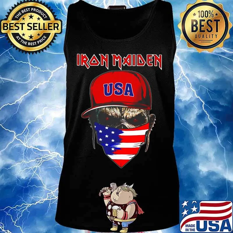 Skull iron maiden usa flag independence day s Tank top