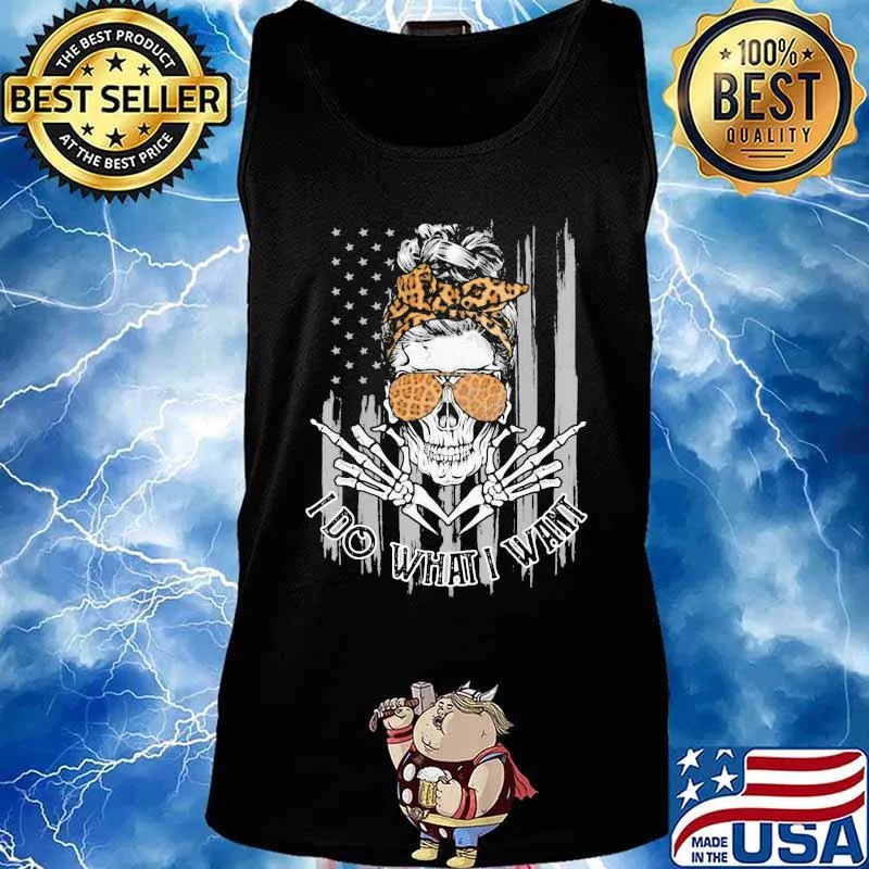 Skull leopard I do what i want American Flag s Tank top