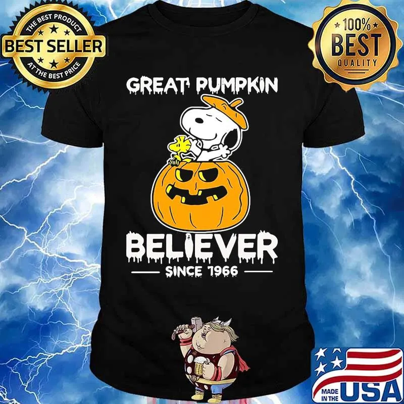 Snoopy and woodstock great pumpkin believer since 1966 pumpkin shirt