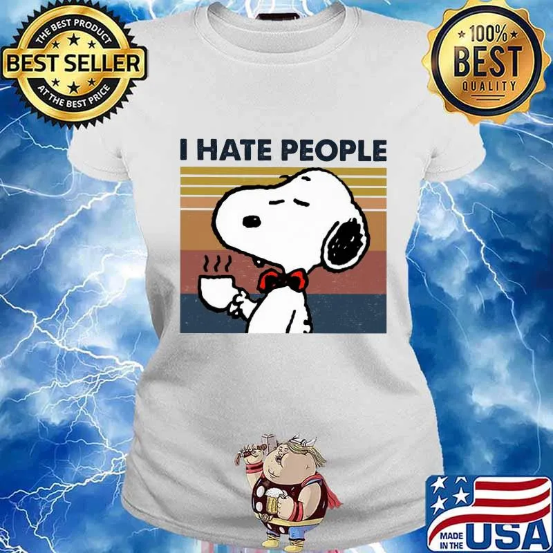 Snoopy i hate people vintage retro s Ladies tee