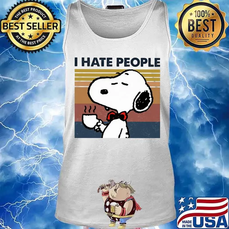 Snoopy i hate people vintage retro s Tank top