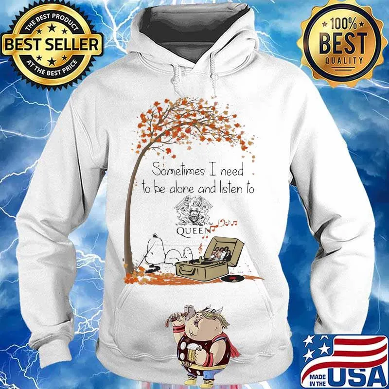 Snoopy sometimes i need to be alone and listen to queen fall maple leaves s Hoodie