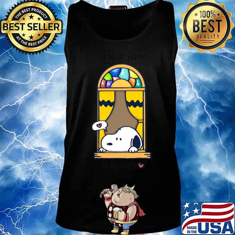 Snoopy stay at home stay safe heart s Tank top