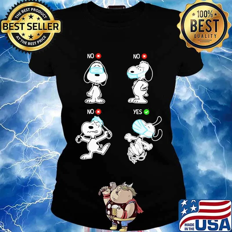 Snoopy wear mask no yes s Ladies tee