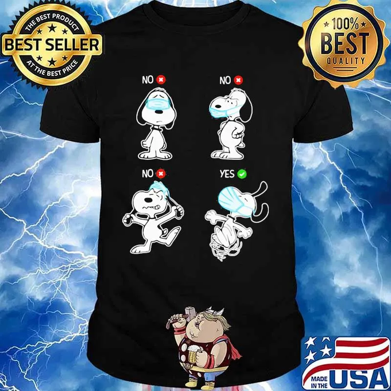 Snoopy wear mask no yes shirt