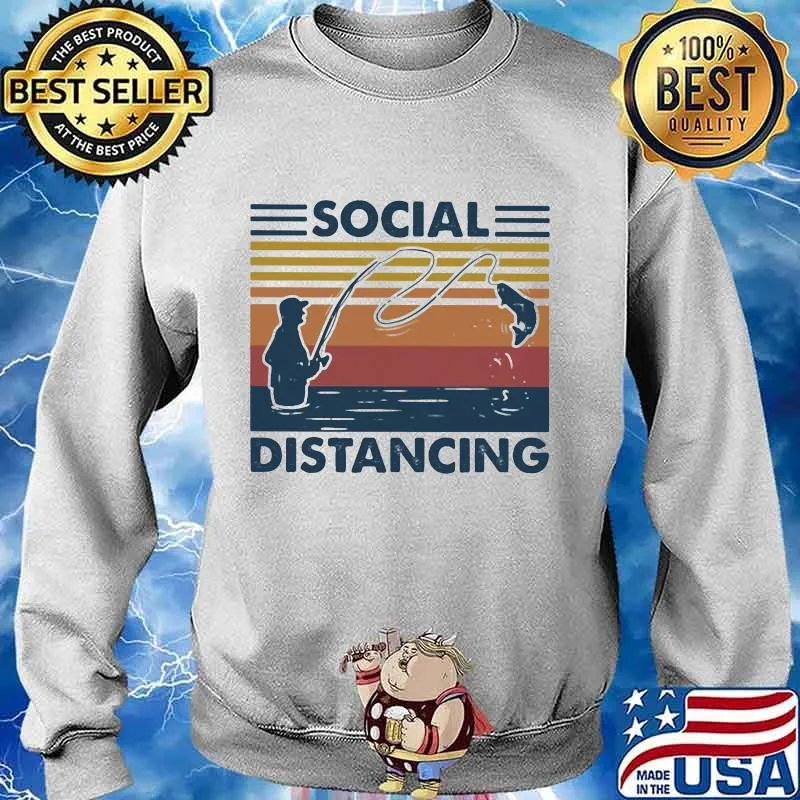 SOCIAL DISTANCING FISHING VINTAGE RETRO SHIRT Sweater