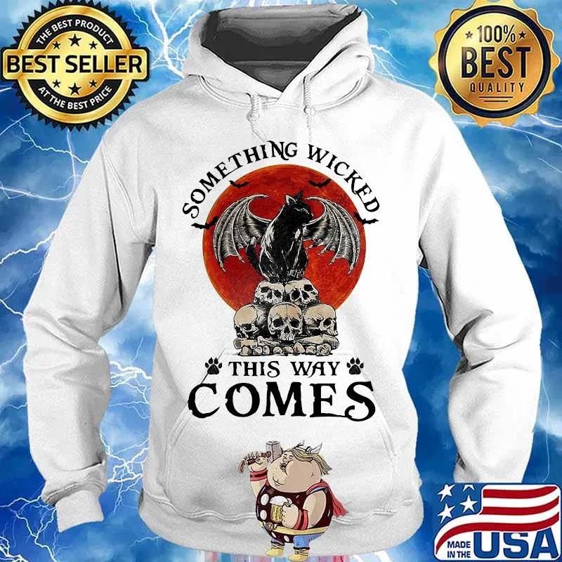 Something Wicked This Way Comes Cat Witch Skull Sunset Halloween Shirt Hoodie