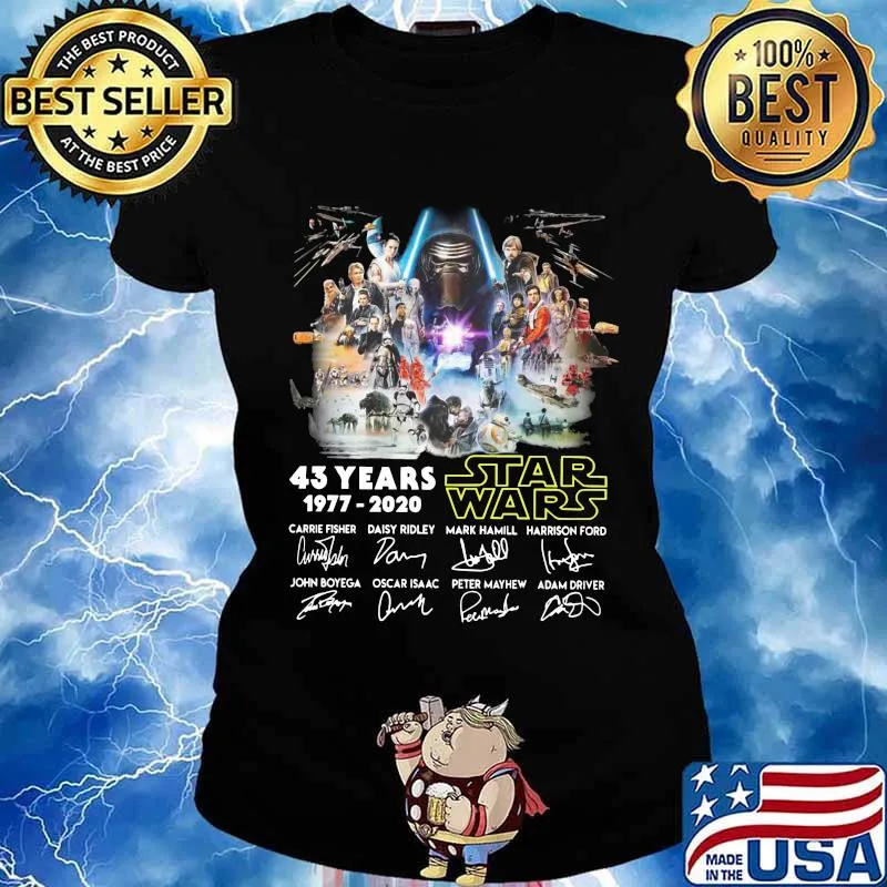 Star wars 43 years 1977 2020 signatures s Ladies tee