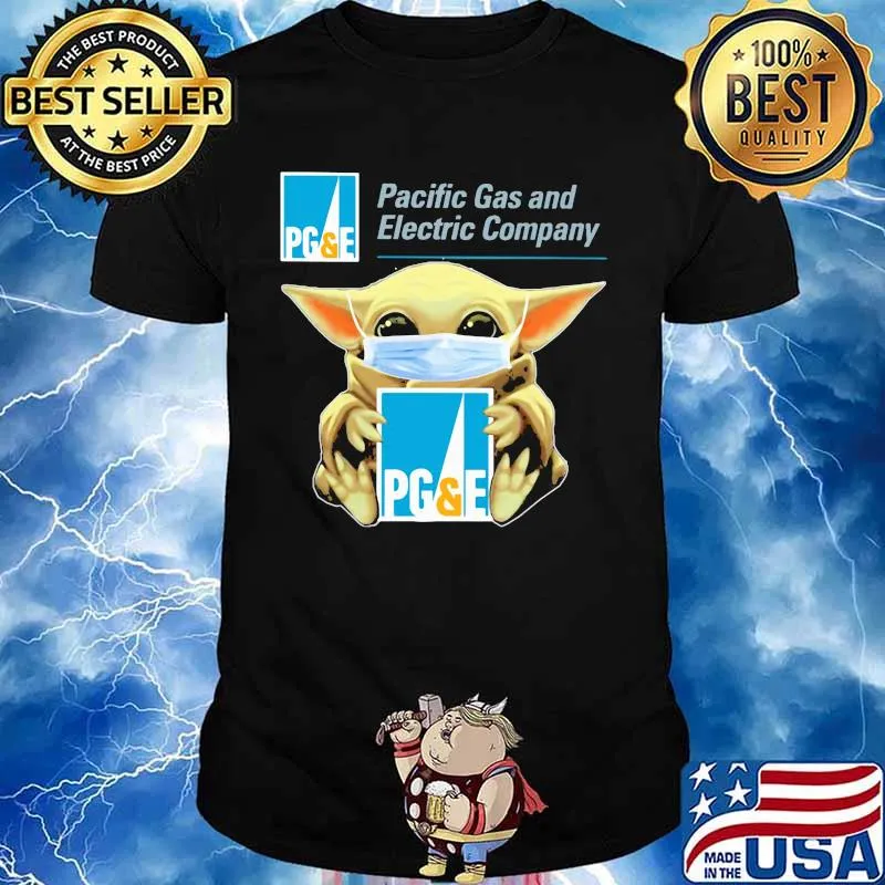 Star wars baby yoda mask hug pacific gas and electric company shirt