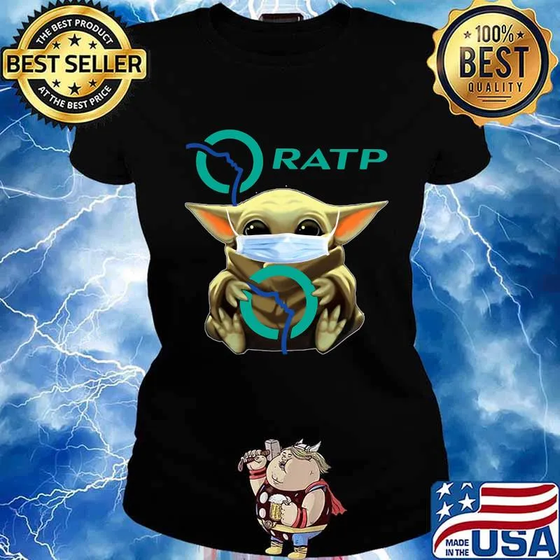 Star wars baby yoda mask hug ratp s Ladies tee