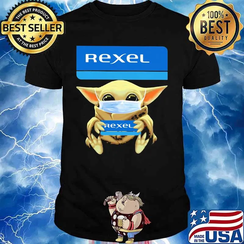Star wars baby yoda mask hug rexel shirt