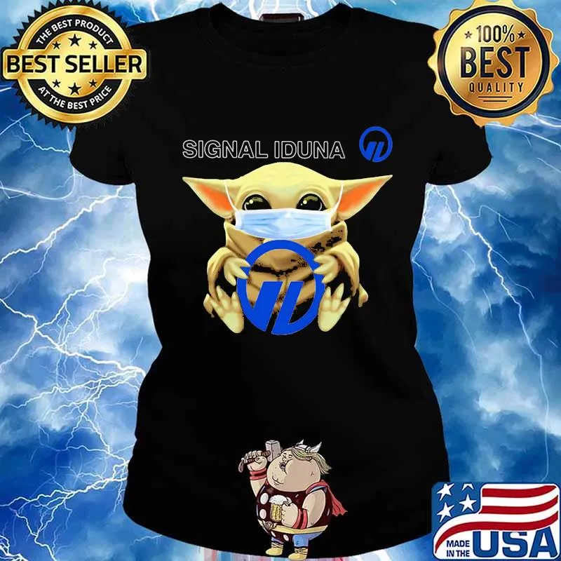 Star wars baby yoda mask hug signal iduna s Ladies tee