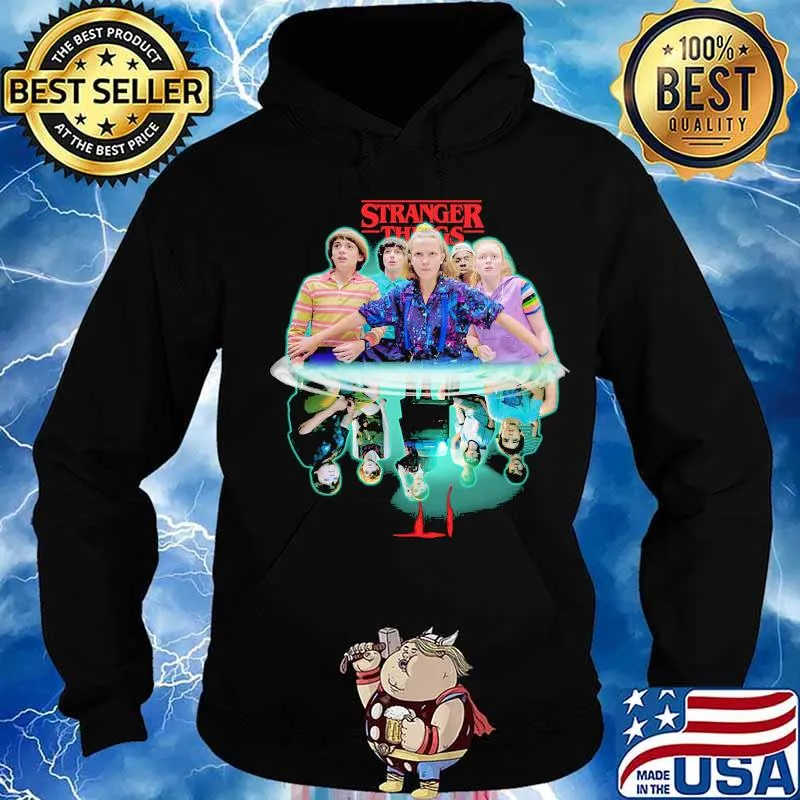 Stranger things movie characters water reflection s Hoodie