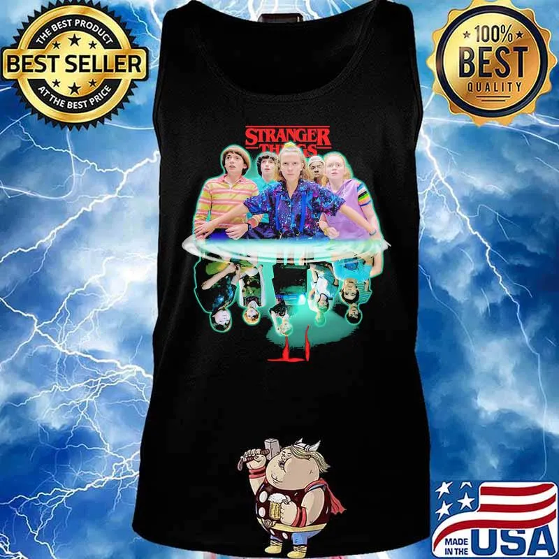 Stranger things movie characters water reflection s Tank top
