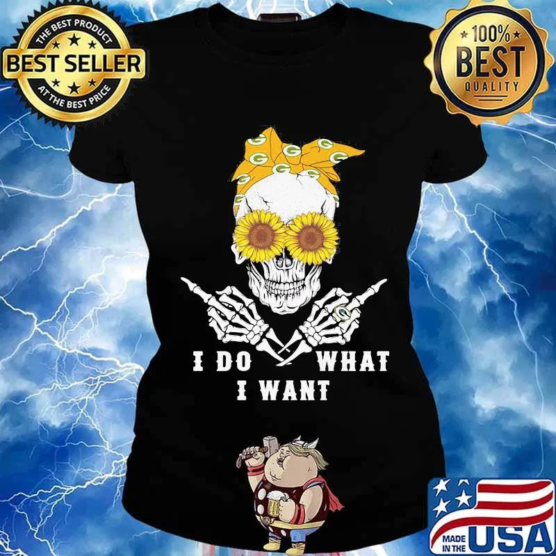 Sugar skull green bay packers i do what i want s Ladies tee