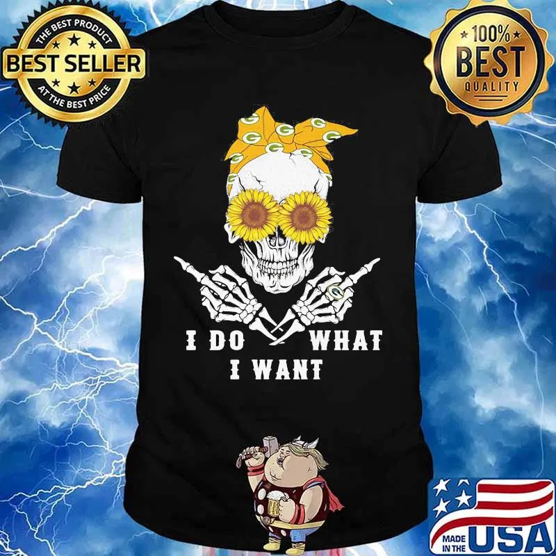 Sugar skull green bay packers i do what i want shirt