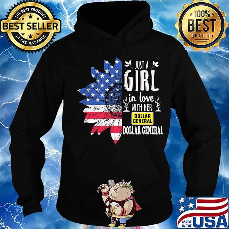 Sunflower just a girl in love with her dollar general american flag independence day s Hoodie