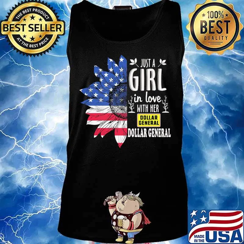 Sunflower just a girl in love with her dollar general american flag independence day s Tank top