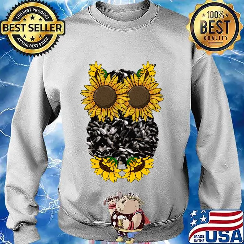 Sunflower Owl Cute Nocturnal Animal Floral Bird Lover Gift Pullover s Sweater