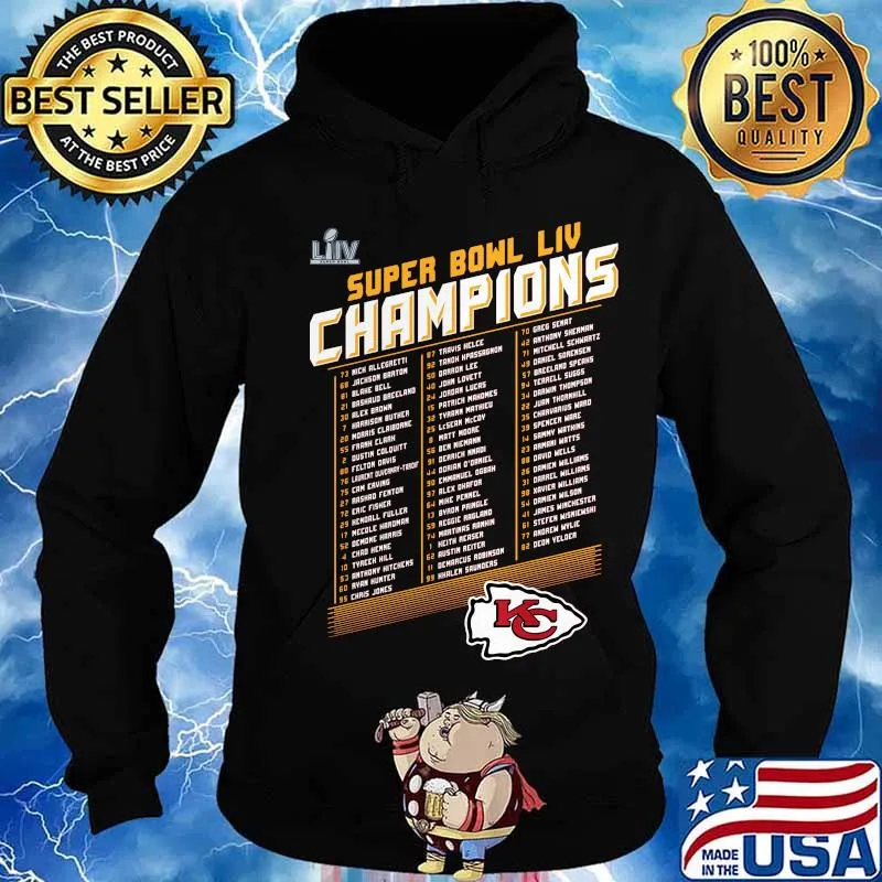 Super bowl liv champions players kansas city chiefs football logo s Hoodie