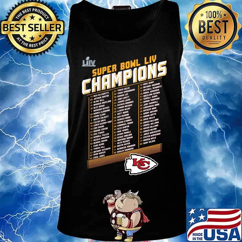 Super bowl liv champions players kansas city chiefs football logo s Tank top
