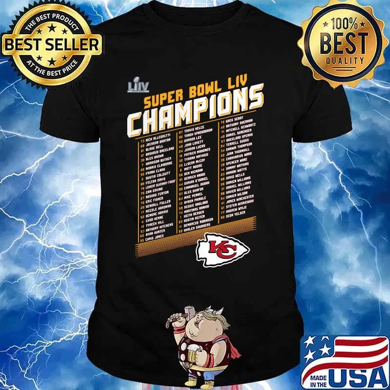 Super bowl liv champions players kansas city chiefs football logo shirt