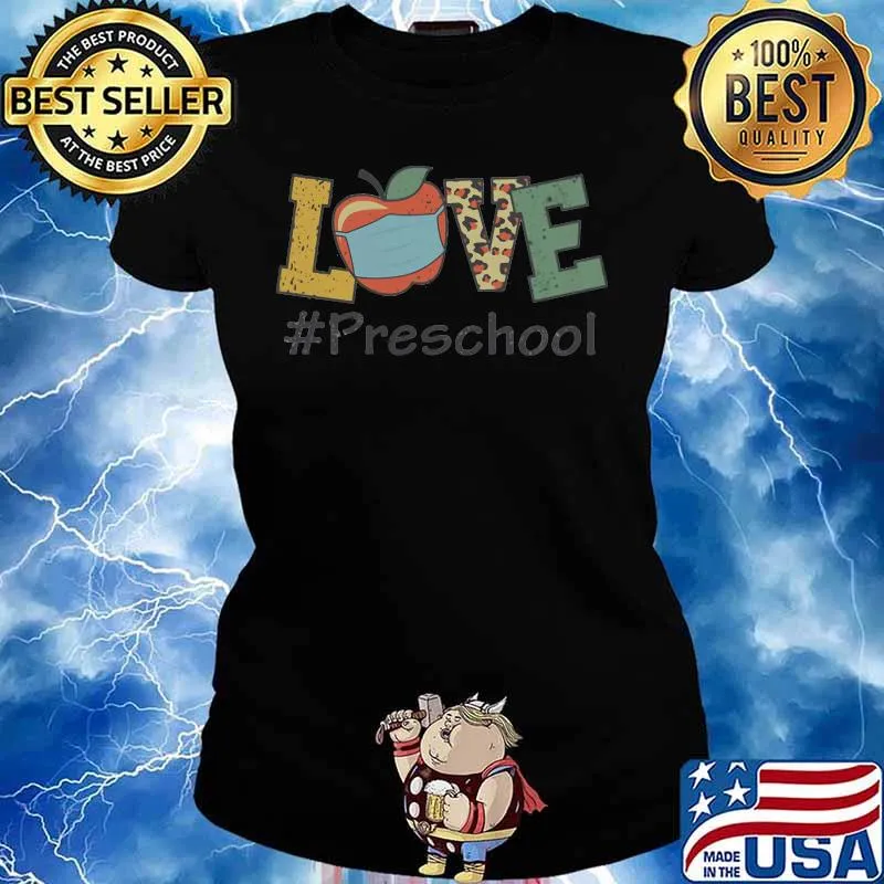 Teacher love preschool mask leopard s Ladies tee