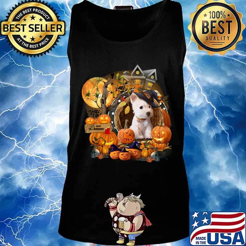 Terrier Puppy Witch Pumpkin Witch Halloween s Tank top
