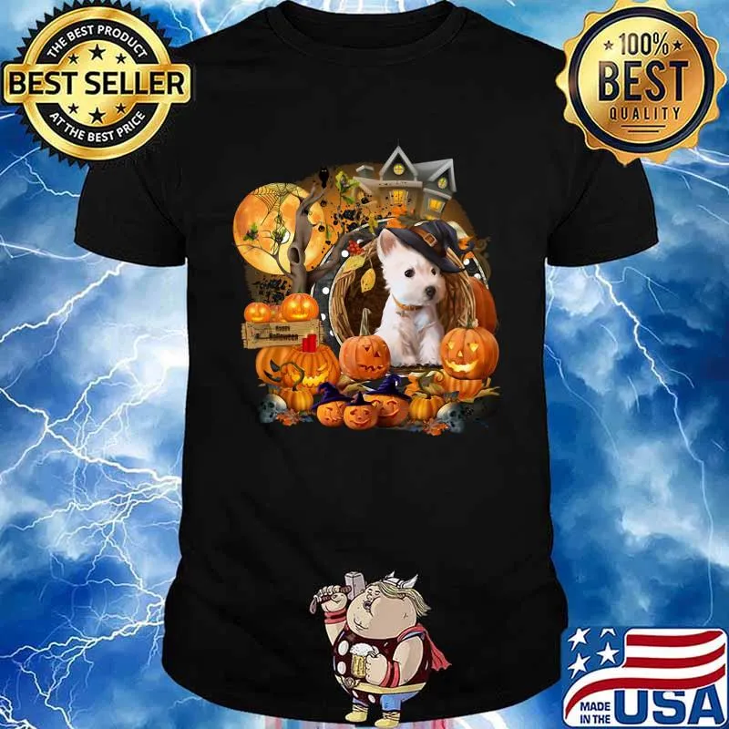 Terrier Puppy Witch Pumpkin Witch Halloween shirt