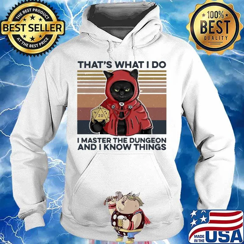 That's What I Do I Master The Dungeon And I Know Things Black Cat Vintage Retro Shirt Hoodie