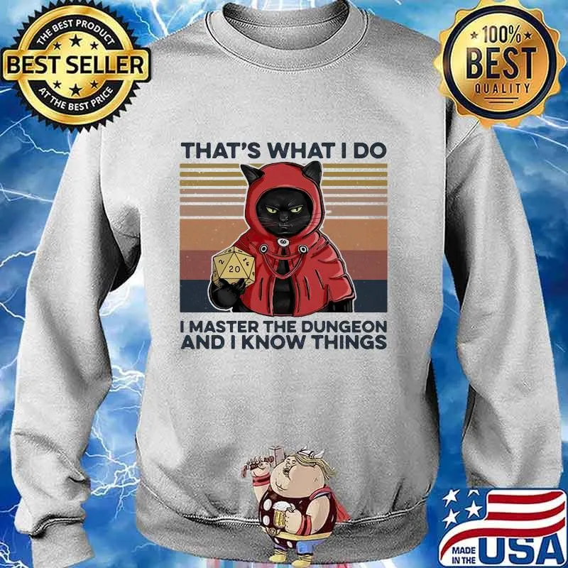 That's What I Do I Master The Dungeon And I Know Things Black Cat Vintage Retro Shirt Sweater
