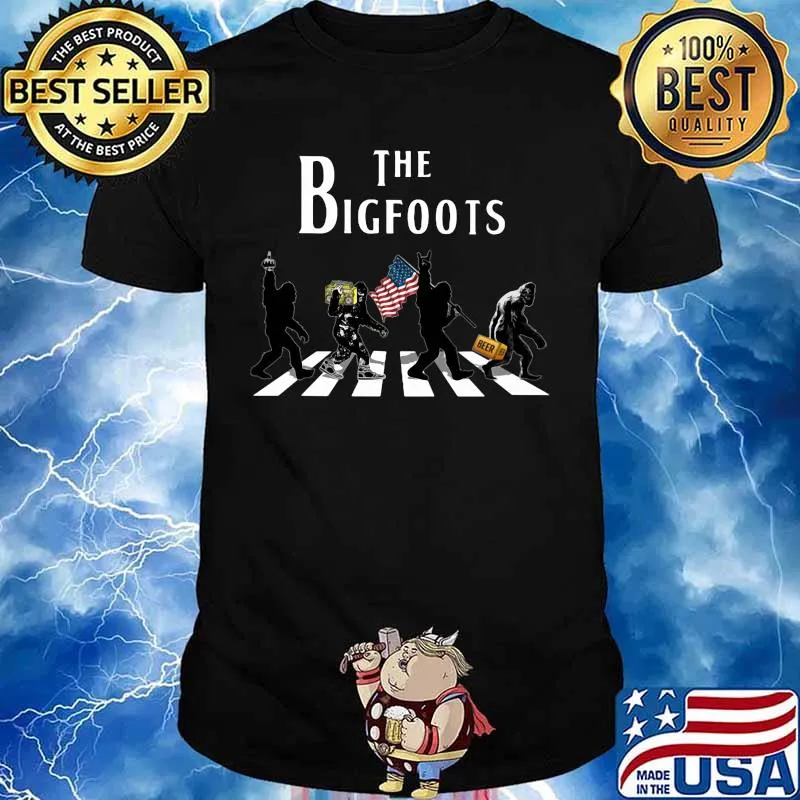 THE BIGFOOTS CROSSING THE LINE BEER RADIO AMERICAN FLAG SHIRT