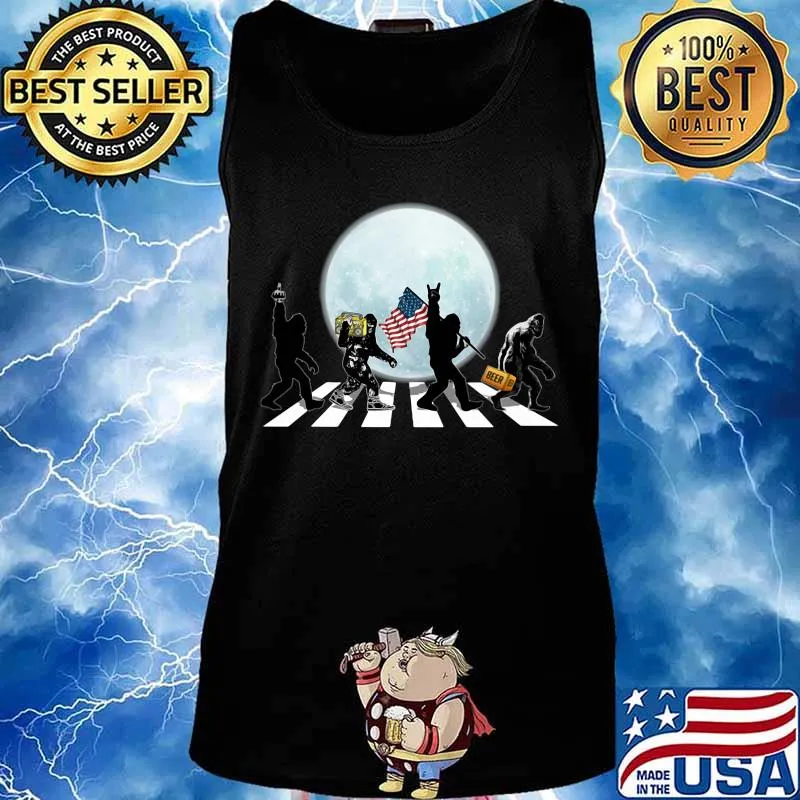 THE BIGFOOTS CROSSING THE LINE BEER RADIO AMERICAN FLAG WALK IN THE MOON SHIRT Tank top