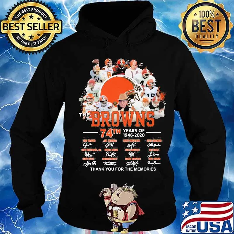 The cleveland browns 74th years of 1946 2020 thank you for the memories signatures s Hoodie