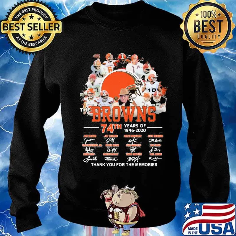 The cleveland browns 74th years of 1946 2020 thank you for the memories signatures s Sweater