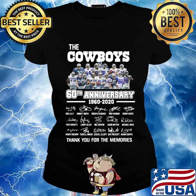 The dallas cowboys 60th anniversary 1960 2020 thank you for the memories signatures s Ladies tee