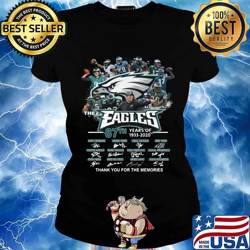 The eagles 87th years of 1933 2020 thank you for the memories signatures s Ladies tee