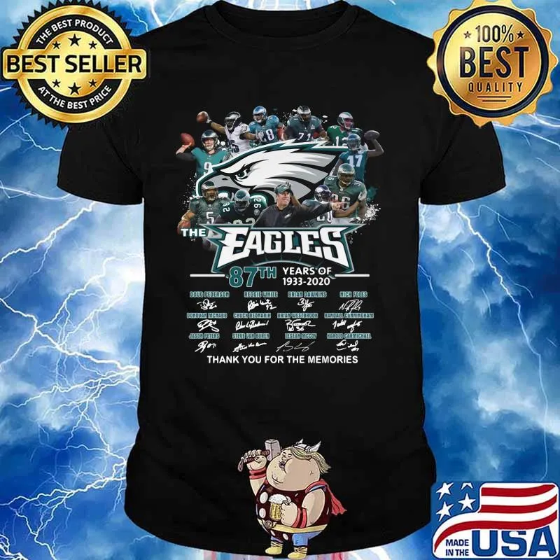The eagles 87th years of 1933 2020 thank you for the memories signatures shirt