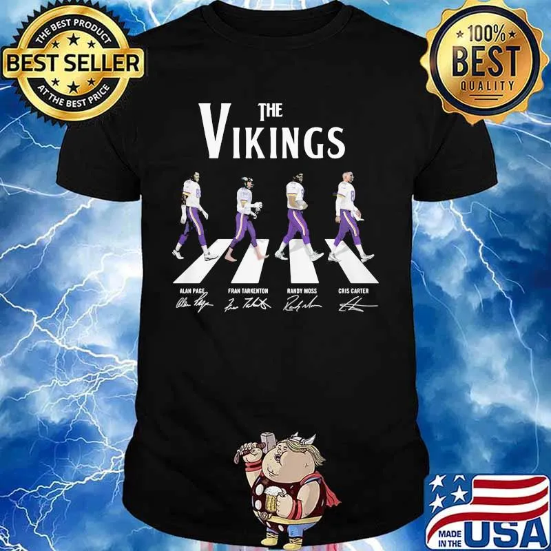 The minnesota vikings crossing the line signatures shirt