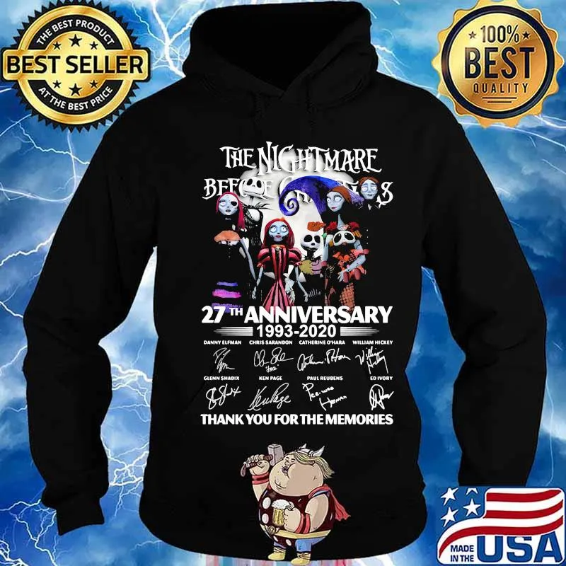 The nightmare before christmas 27th anniversary 1993 2021 thank you for the memories signatures s Hoodie