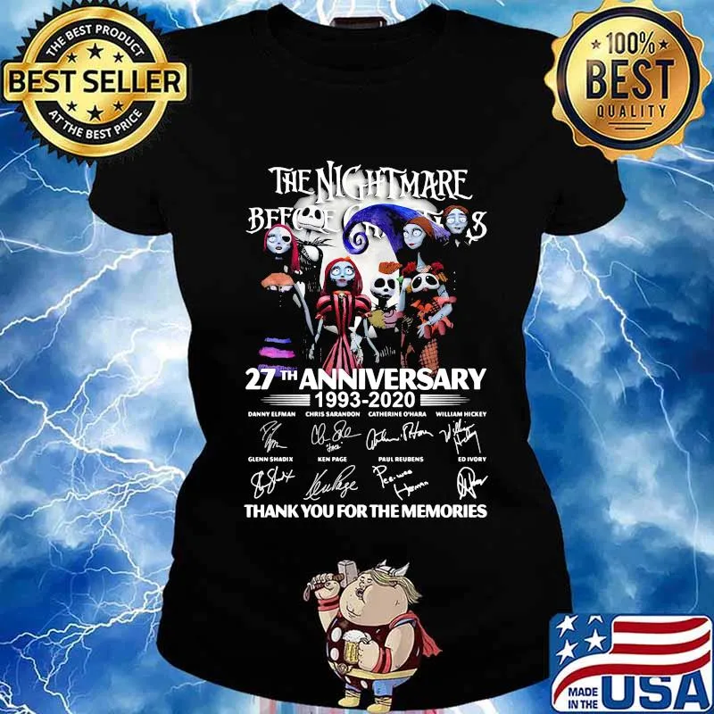 The nightmare before christmas 27th anniversary 1993 2021 thank you for the memories signatures s Ladies tee
