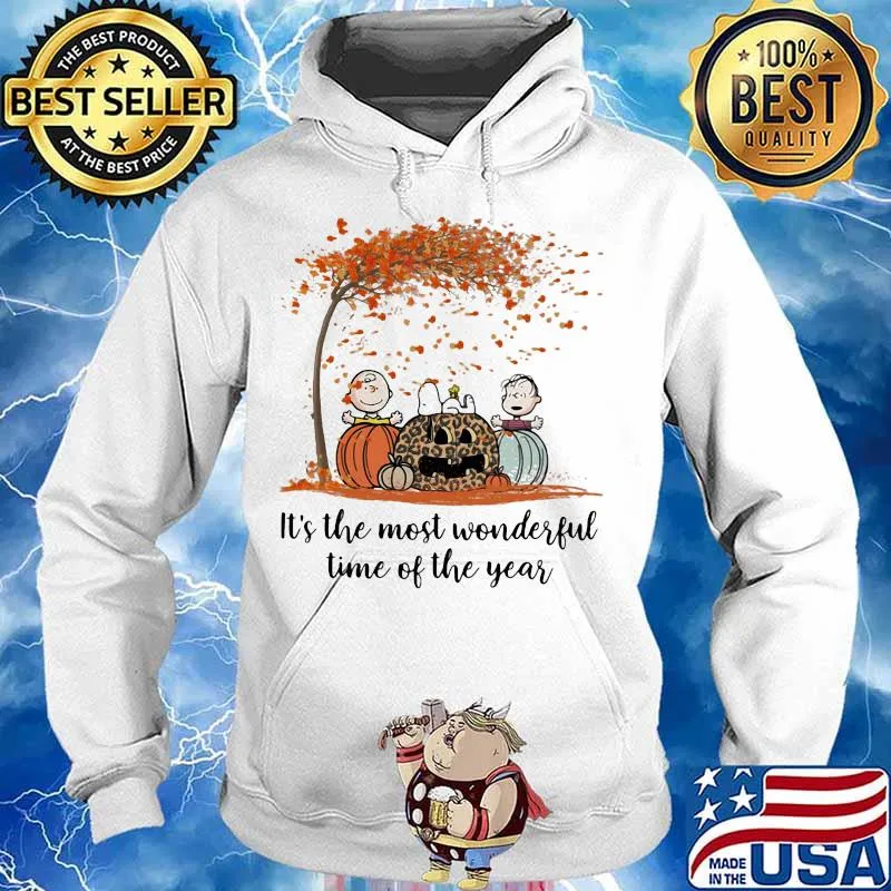 The peanuts characters it's the most wonderful; time of the years levaes tree pumpkin leopard s Hoodie