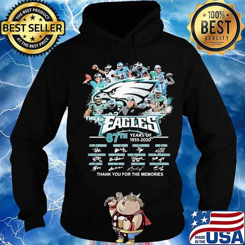 The philadelphia eagles 87th years of 1933 2020 thank you for the memories signatures s Hoodie