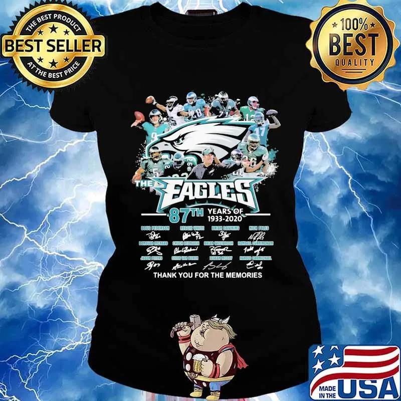 The philadelphia eagles 87th years of 1933 2020 thank you for the memories signatures s Ladies tee