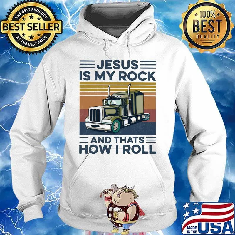 Trucker Jesus is my rock and thats how i roll vintage retro s Hoodie