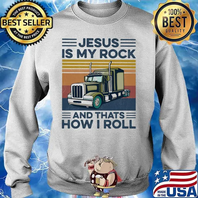 Trucker Jesus is my rock and thats how i roll vintage retro s Sweater