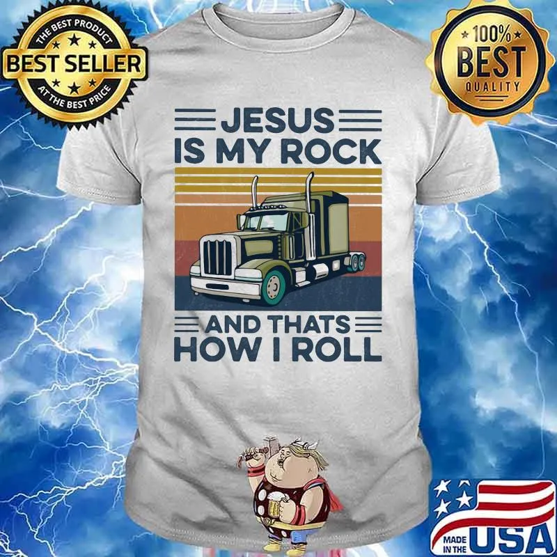 Trucker Jesus is my rock and thats how i roll vintage retro shirt