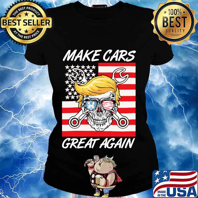 Trump skull glasses make cars great again s Ladies tee
