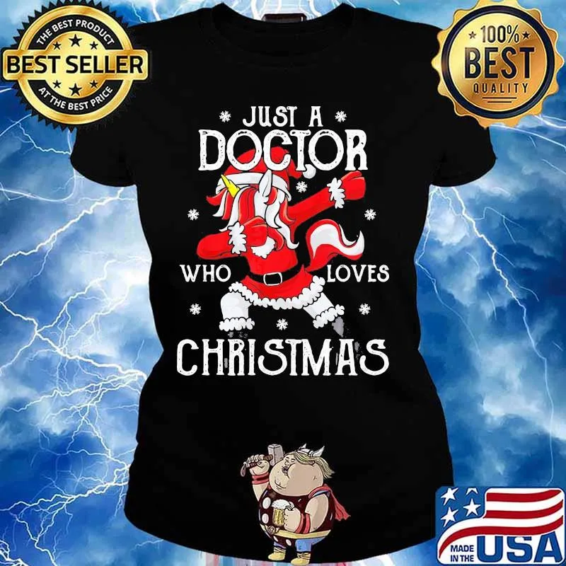 Unicorn santa just a doctor who loves christmas s Ladies tee