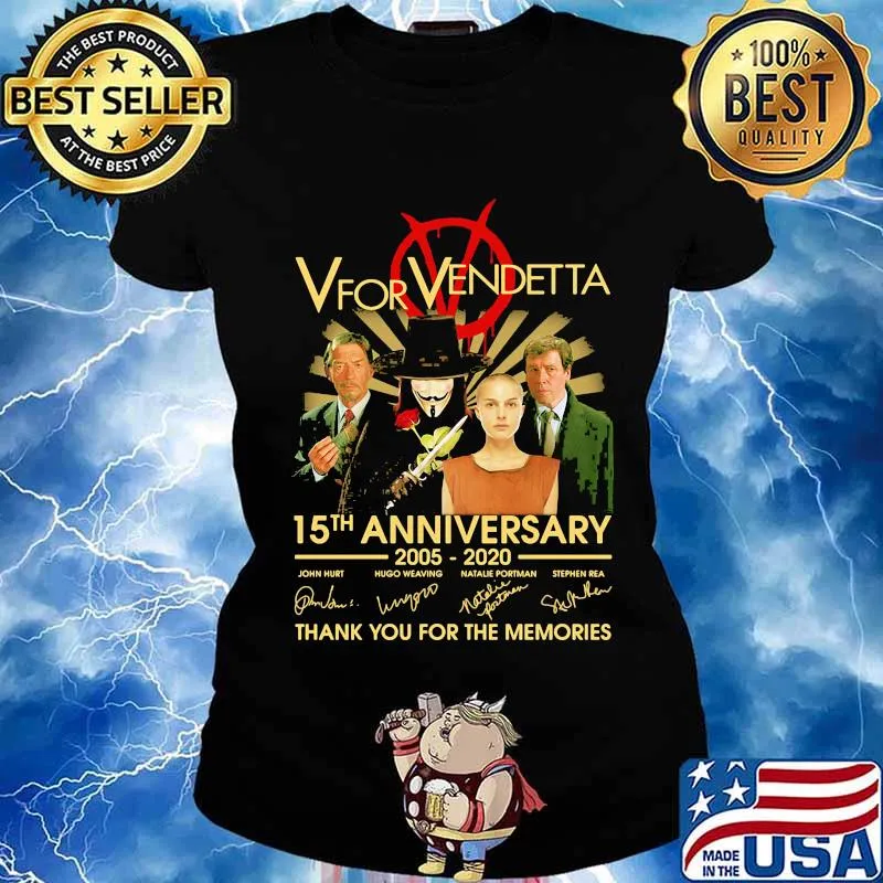 V for vendetta 15th anniversary 2005 2020 thank you for the memories signatures s Ladies tee